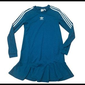 Adidas Athletic Dress Three Stripe Long Sleeve Flounce Skirt